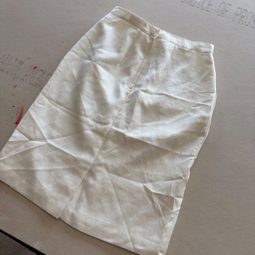 Vintage 90s Worthington Pencil Skirt Cream Off-White Size 14